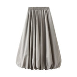 Wjczt Summer New High Waist Slim Flower Bun Skirts Female Lantern Loose Skirt Korean Fashion Midi Long A- Line Skirt Elegant for Women