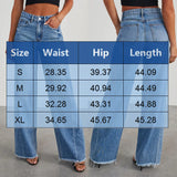 Wjczt Women Mid Waist Jeans Harajuku Streetwear Retro Fashion Autumn Loose Wide Leg Straight Loose Denim Trousers Y2k Baggy Pants