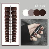 Wjczt 24Pcs/Set Long Round Head Bright Solid Color Press On Acrylic Nail Art Fake Nails Finished Wearing Manicure Reusable False Nails