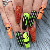 Lovely Funny Halloween Ghost Face Horror Blood Fake Nails Ballerina Matt Spider Web Nail Art Gorgeous Reusable Press on Nails