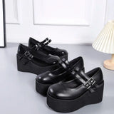 Wjczt Brand New Female Lolita Cute Mary Janes Pumps Platform Wedges High Heels women's Pumps Sweet Gothic Punk Shoes Woman