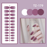 Wjczt 24Pcs/Set Long Round Head Bright Solid Color Press On Acrylic Nail Art Fake Nails Finished Wearing Manicure Reusable False Nails