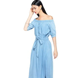 Wjczt 2024 new summer casual slim dress women elegant slash neck half sleeve denim dresses vestidos de verano women clothes 2019