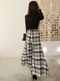 Wjczt Slim Office Korean Plaid Pant High Waist Trousers Capris 2023 New Fashion Women Casual Wide Leg Pants Female Autumn Winter