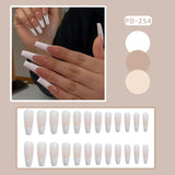 Wjczt 24Pcs/Box Nail Art Fake Short Ballet Wearable Fake Nails press on Square Coffin Head Full Cover Detachable Finished Fingernails