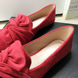 Wjczt Flat Shoes for Women Suede Velvet Spring Summer Casual Shoes Women Flats Bow Flower Pointed Scoop Shoes Slip on Size 33 34 43