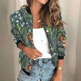 Wjczt High quality new women's fall new women's retro casual digital printing zipper short jacket