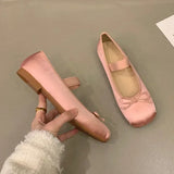 Wjczt  Luxury Satin Silk Ballet Shoes Woman Classic Square Toe Bowtie Elastic Band Ballerina Flats Ladies Soft Loafers