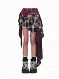 Wjczt 2024 Autumn Summer New Fashion Design Plaid Tassel Short Skirt High Waist Japan Popular Half Skirt Women's Skirt Pants