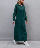 Wjczt Hoodies Dress for Women Fashion Hem Lace-up Midi Robe Hooded Long Vestidos Winter Warm Casual Loose Sweatshirt Dress