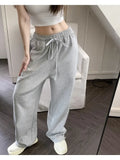 Wjczt Wide Leg Sweatpants Women Casual Classic Black Gray Joggers Oversized Sports Trousers Baggy Female Streetwear All-match