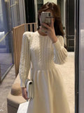 Wjczt Autumn Winter Women New Korean Twist Sweater Dress Female O-neck A-line Vestidos Ladies Long Sleeve Knit Dresses M301