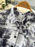 Wjczt Vintage Tie Dye Print Shirt Dress Women Elegant Summer High Waist Slim A Line Printed Chiffon Long Robe Ladies Casual Long Robe