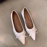 Wjczt New Women's Ballet Shoes Shallow Slip on Bow Flats Loafers Shoes Ladies Casual Outdoor Ballerina Shoes Low Heels Solid Color