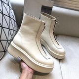 Wjczt Chelsea Boots Women Platform 2024 New Front Zipper Women's Short Boots Fashion Non-slip Women's Ankle Boots