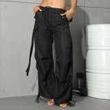 Wjczt Y2K Street 90s Flap Pocket Drawstring Hem Parachute Cargo Pants Women's  Clothing