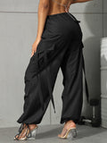 Wjczt Y2K Street 90s Flap Pocket Drawstring Hem Parachute Cargo Pants Women's  Clothing