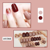 Wjczt 24p Artifical Fake Nails Full Coverage False Nails White Clouds French Long Wearing Reusable Nail Coffin Ballerina Press on Nail