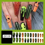 Wjczt Lovely Funny Halloween Ghost Face Horror Blood Fake Nails Ballerina Matt Spider Web Nail Art Gorgeous Reusable Press on Nails