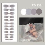 Wjczt 24Pcs/Set Long Round Head Bright Solid Color Press On Acrylic Nail Art Fake Nails Finished Wearing Manicure Reusable False Nails