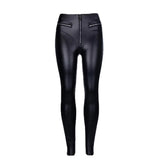 Wjczt Fashion Fake PU Leather High Rise Pants Club Party Casual Zip Up Straight Leg Pants for Women Trousers Pants Chic Women Pants