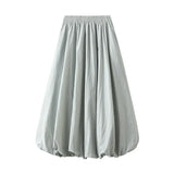 Wjczt Summer New High Waist Slim Flower Bun Skirts Female Lantern Loose Skirt Korean Fashion Midi Long A- Line Skirt Elegant for Women