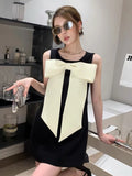 Wjczt French Temperament Fashion Small Fragrant Sleeveless Big Bow Dress Summer Women's Clothing Mini Luxury Evening Dresses Formal