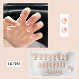 Wjczt 24p Artifical Fake Nails Full Coverage False Nails White Clouds French Long Wearing Reusable Nail Coffin Ballerina Press on Nail