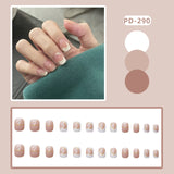 Wjczt 24p Artifical Fake Nails Full Coverage False Nails White Clouds French Long Wearing Reusable Nail Coffin Ballerina Press on Nail