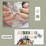 Wjczt 24p Artifical Fake Nails Full Coverage False Nails White Clouds French Long Wearing Reusable Nail Coffin Ballerina Press on Nail