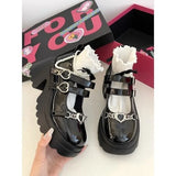 Wjczt Mary Janes Shoes for Women's Pumps Medium Heel Platform Heels Kawaii Lolita Fashion Round Toe Girls School Gothic Free Shipping