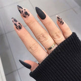 Wjczt 24P Fashion Fake Nails With Design Leopard Full Cover False Nails Tips Black Brown Stiletto Press On French Artificial Nail Glue