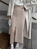 Wjczt Spring Elegant High Waist Maxi Skirt Female Pocket Patchwork Slim Commute Streetwear 2025 Solid Vintage Y2k Long Skirt New