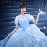 Wjczt Blue Prom Dress Engagement Jacquard Dress France Vintage Sweet Korean Princess Fairy Dress Evening Party Dress