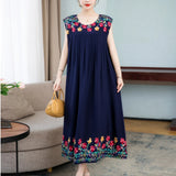 Wjczt New Casual Summer Dress For Woman Dresses Women Floral Sunflower Dress Embroidery Ladies Party Dress Female vestidos