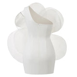 Wjczt Summer New Style White Oblique Shoulder Decorative Flower Dress Dress, Women's Wedding Party Dress One Step dress