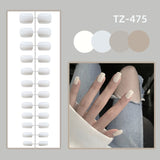 Wjczt 24Pcs/Set Long Round Head Bright Solid Color Press On Acrylic Nail Art Fake Nails Finished Wearing Manicure Reusable False Nails