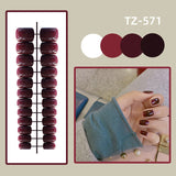 Wjczt 24Pcs/Set Long Round Head Bright Solid Color Press On Acrylic Nail Art Fake Nails Finished Wearing Manicure Reusable False Nails