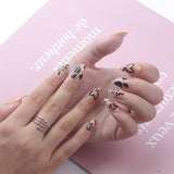 Wjczt 24pcs French Point Diamond Fake Nails Wearing Artificial Square Head Press On Acrylic Nail Art Pearl Patch Almond False Nails