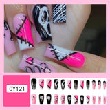 Wjczt Lovely Funny Halloween Ghost Face Horror Blood Fake Nails Ballerina Matt Spider Web Nail Art Gorgeous Reusable Press on Nails