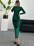 Wjczt Elegant Velvet Long Sleeve Sexy Maxi Dress For Women Autumn Winter New Fashion O Neck Bodycon Club Party Long Dress