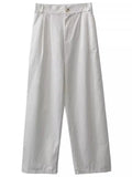 Wjczt Summer Versatile White Pants Spring/Summer Good Model Look Straight Leg Loose Slimming Tofu Pants Casual Straight Pants Trousers