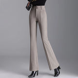 Wjczt 2024 Autumn New High Waist Slimming Draping Professional Micro-Pull Straight Suit Trousers Bell-Bottom Pants korean