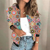 Wjczt High quality new women's fall new women's retro casual digital printing zipper short jacket