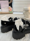 Wjczt Summer Mary Janes Japanese Style Fashion Shoes Girls Lolita Kawaii Black Shoes Beaded Buckle Vintage Sandals Women Casual