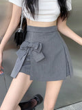 Wjczt Cute Bow Women Sexy Pleated Skirt Janpan Sweet High Waist Student A Line Mini Skirt Summer Zipper Female Solid Color Skirt