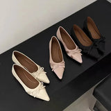 Wjczt New Women's Ballet Shoes Shallow Slip on Bow Flats Loafers Shoes Ladies Casual Outdoor Ballerina Shoes Low Heels Solid Color