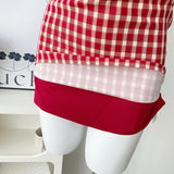 Wjczt Spicy Girl Sexy Lace Edge New Product Strawberry Cute Party High Street Sweet Plaid Red Plaid Y2K Sling Mini Dress