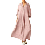 Wjczt Plus Size 3XL 4XL 5XL 2025 Summer Dress Women Cotton Linen Pocket long Boho Dress for Women Bohemian Loose Solid Maxi Dresses