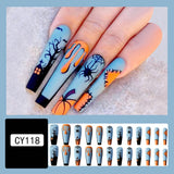 Wjczt Lovely Funny Halloween Ghost Face Horror Blood Fake Nails Ballerina Matt Spider Web Nail Art Gorgeous Reusable Press on Nails